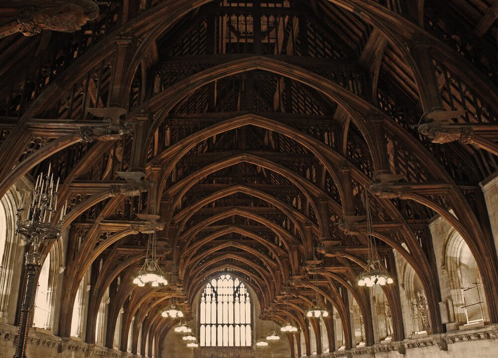 London
Incredible roof of inside of entrance hall in Houses of Parliament, all wood, gothic arches