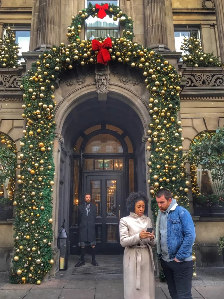 Christmas at the Balmoral Hotel Edinburgh outside decorations