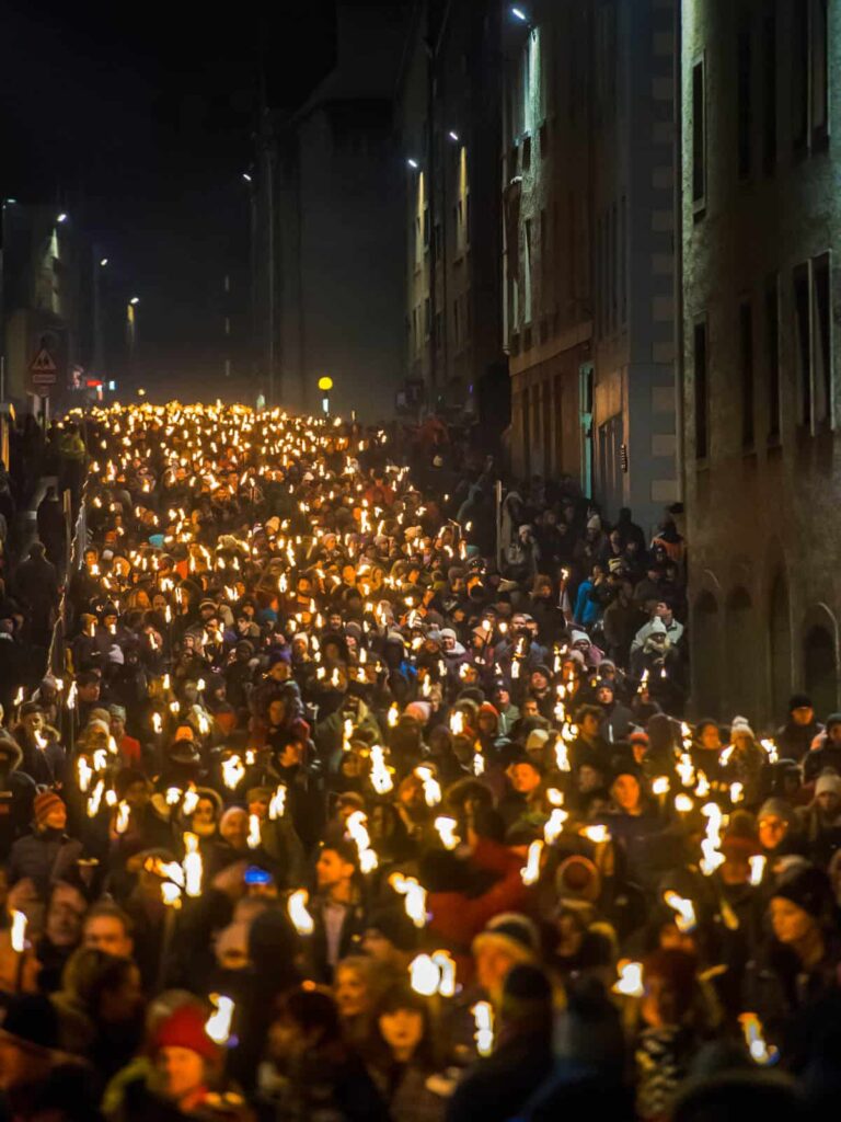 Image of torchlight procession Edinburgh Hogmanay