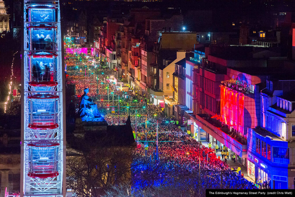 View of Princes Street during the hogmanay celebrations