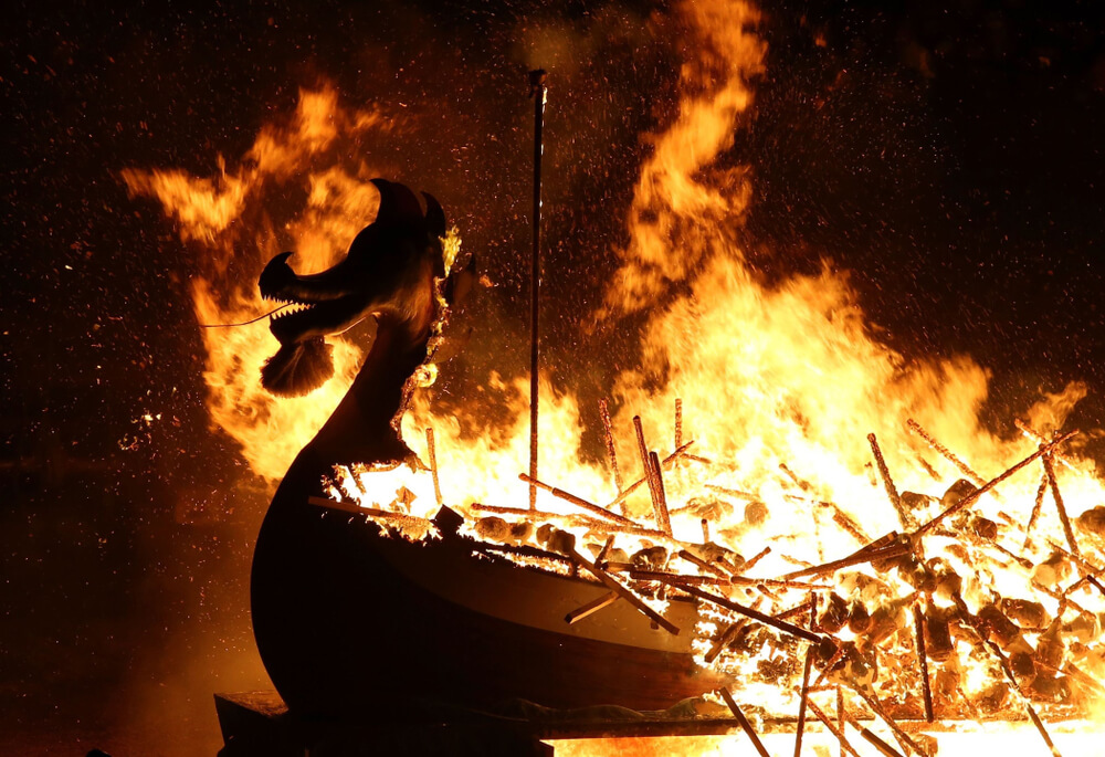 Up Helly Aa Galley burning