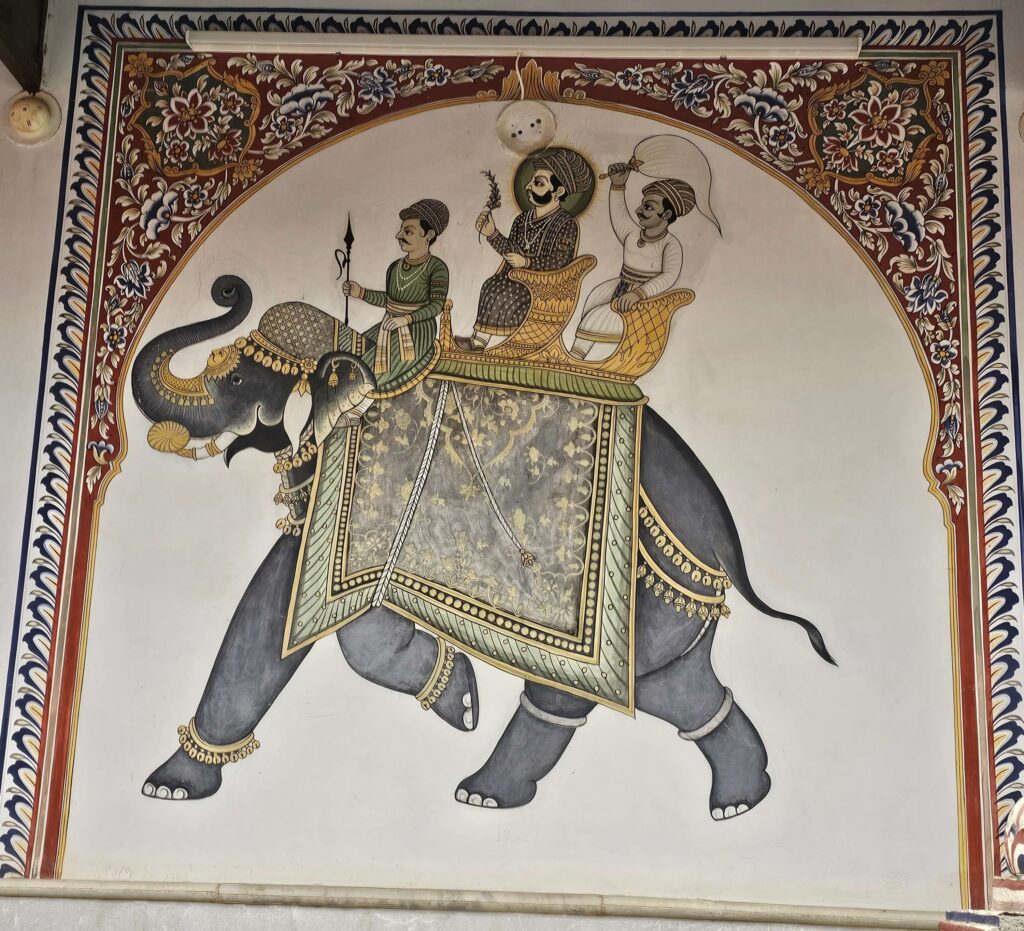 Visit Mandawa Restored haveli painting of Elephant